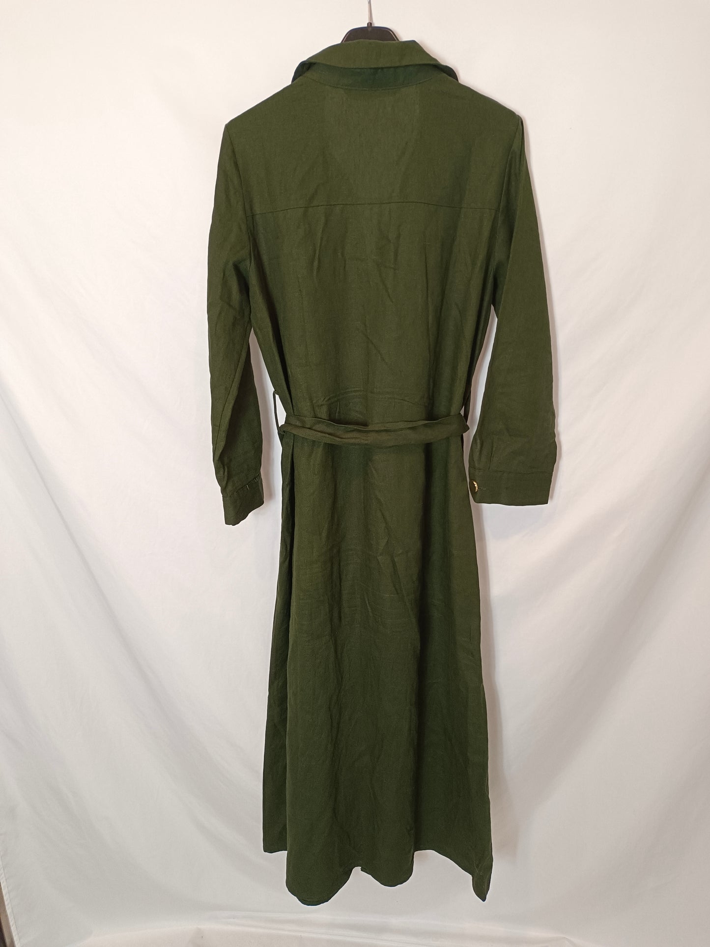 ZARA. Long green buttoned dress T.xs