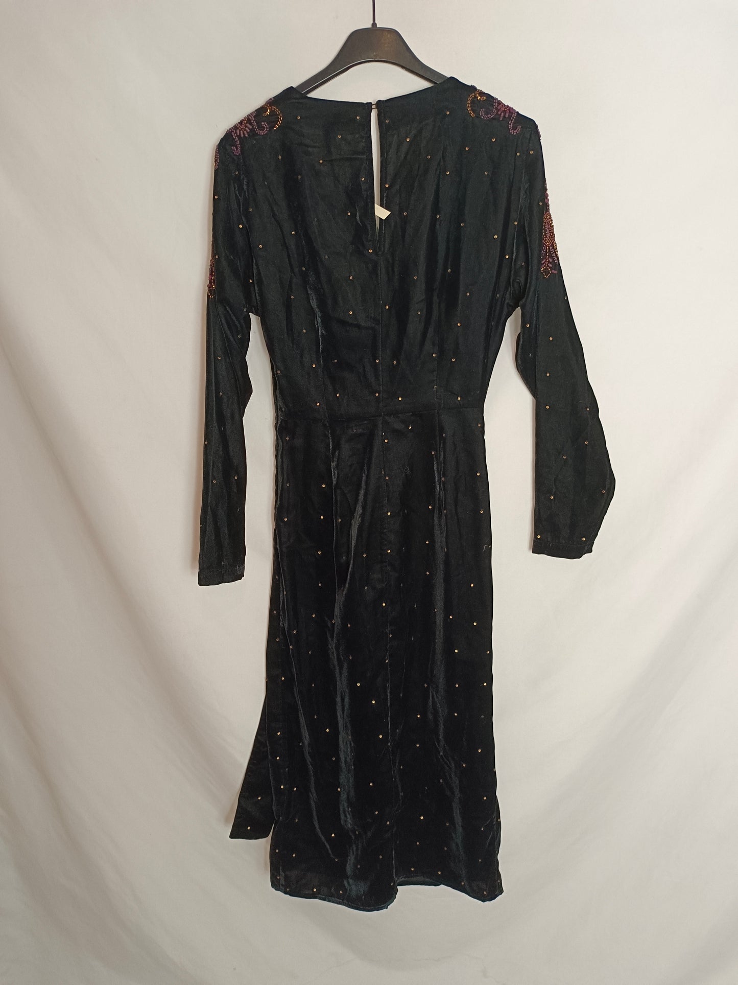 INTROPIA. Black velvet dress T.xs