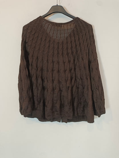 CORTEFIEL. Brown cable knit cardigan with Ts