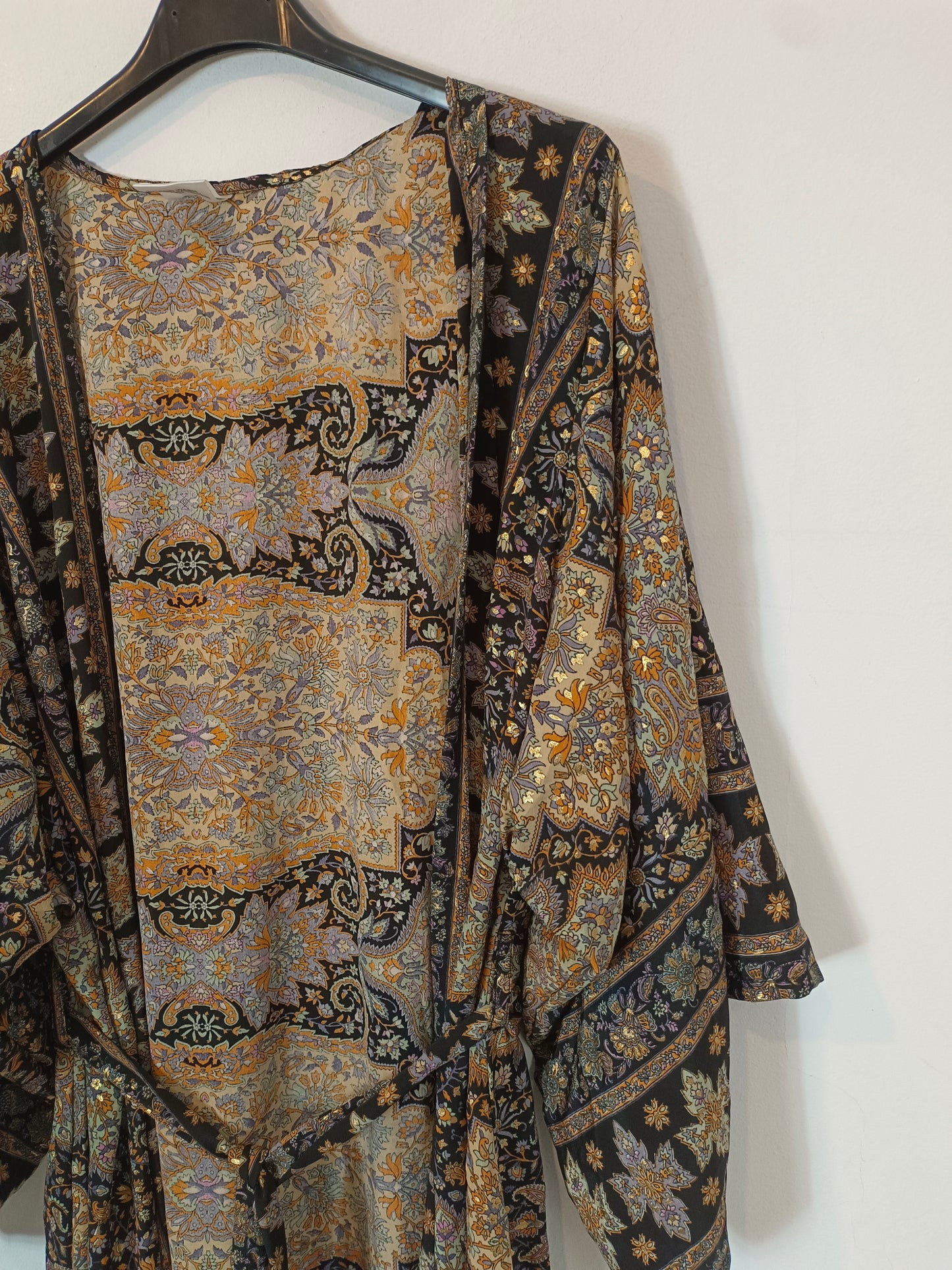 OTHERS. Black silk kimono/dress with gold details YOUR (s/m)