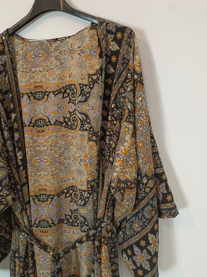 OTHERS. Black silk kimono/dress with gold details YOUR (s/m)