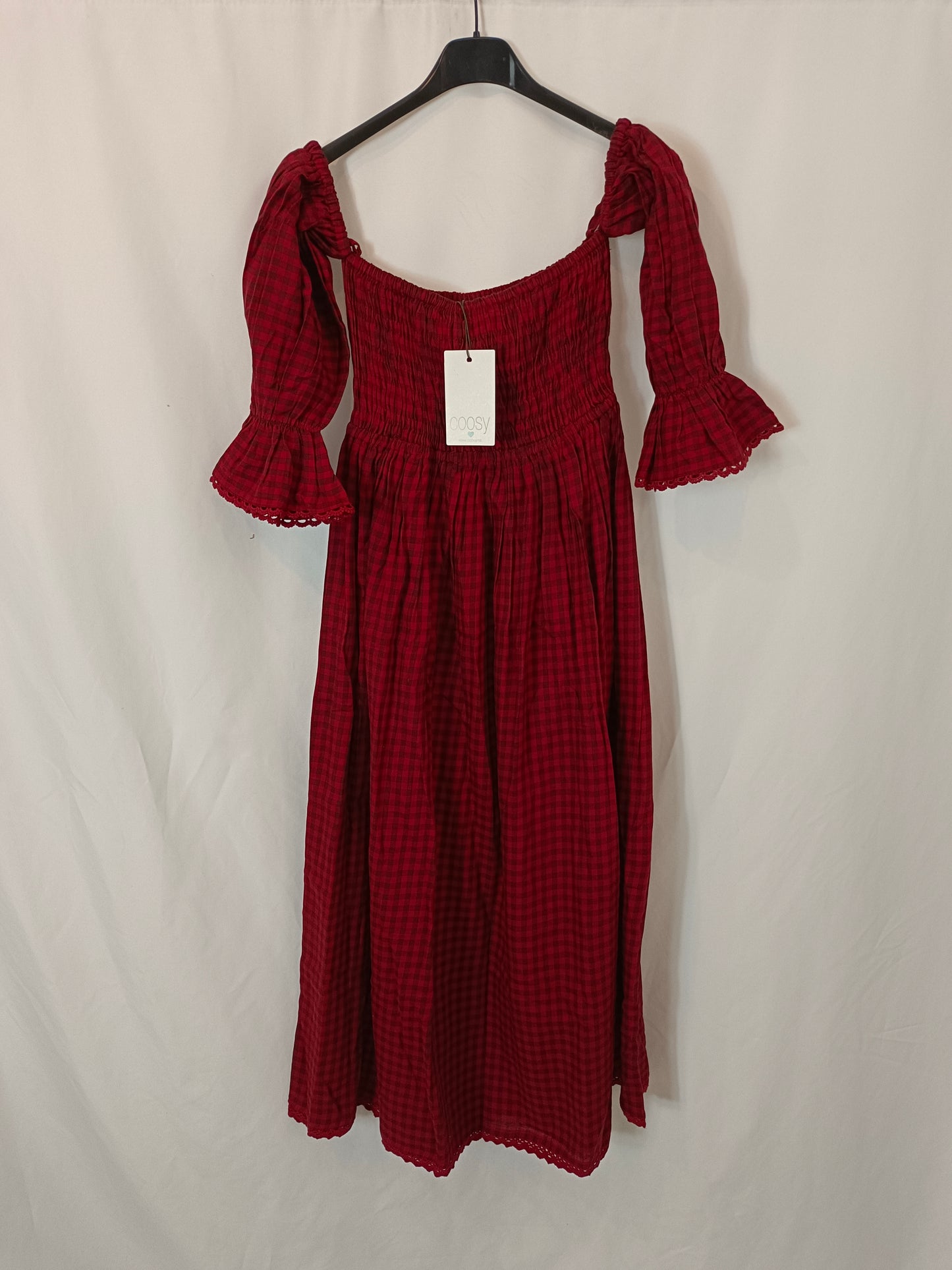 COOSY. Checkered midi dress Tm