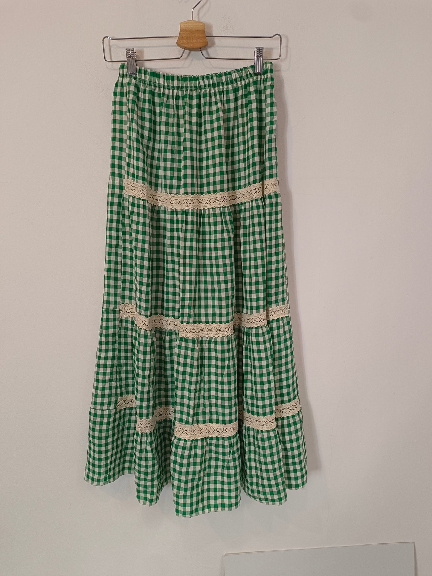 OTRAS. Falda midi de cuadros vichí  TU(S)