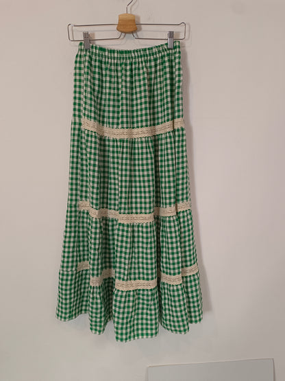 OTRAS. Falda midi de cuadros vichí  TU(S)