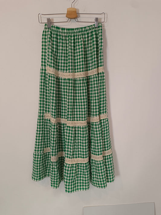 OTRAS. Falda midi de cuadros vichí  TU(S)