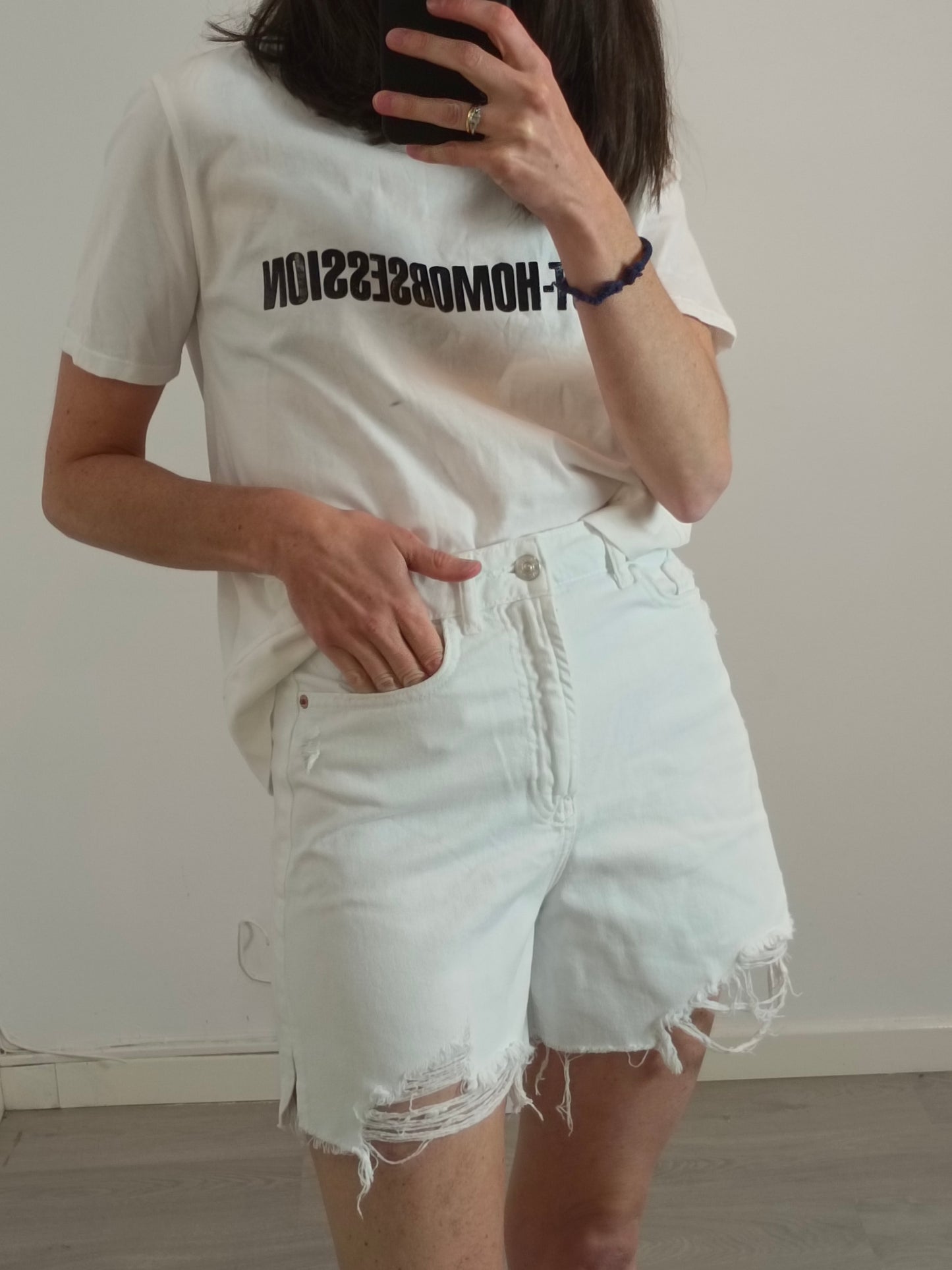 ZARA. White denim shorts. Size 36