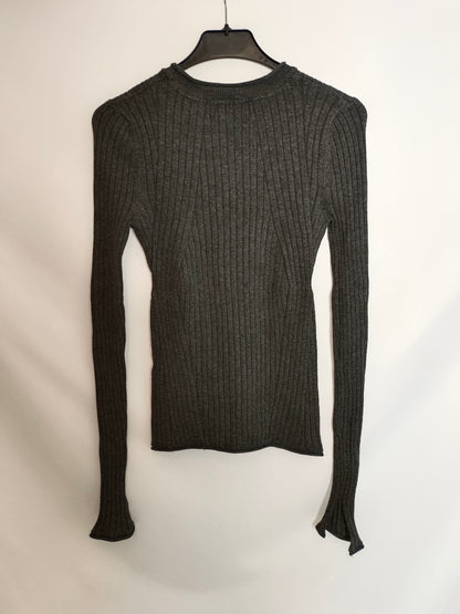 ZARA. Jersey gris canalé T.m
