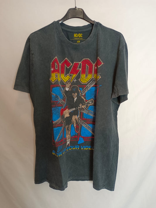 PULL&BEAR. Camiseta gris ACDC T.m