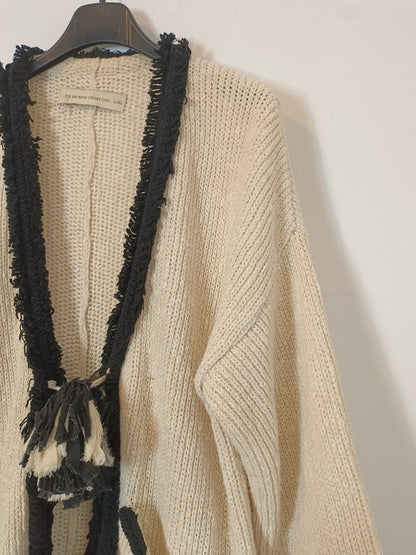 THE EXTREME COLLECTION. Beige fringed cardigan Tl/xl