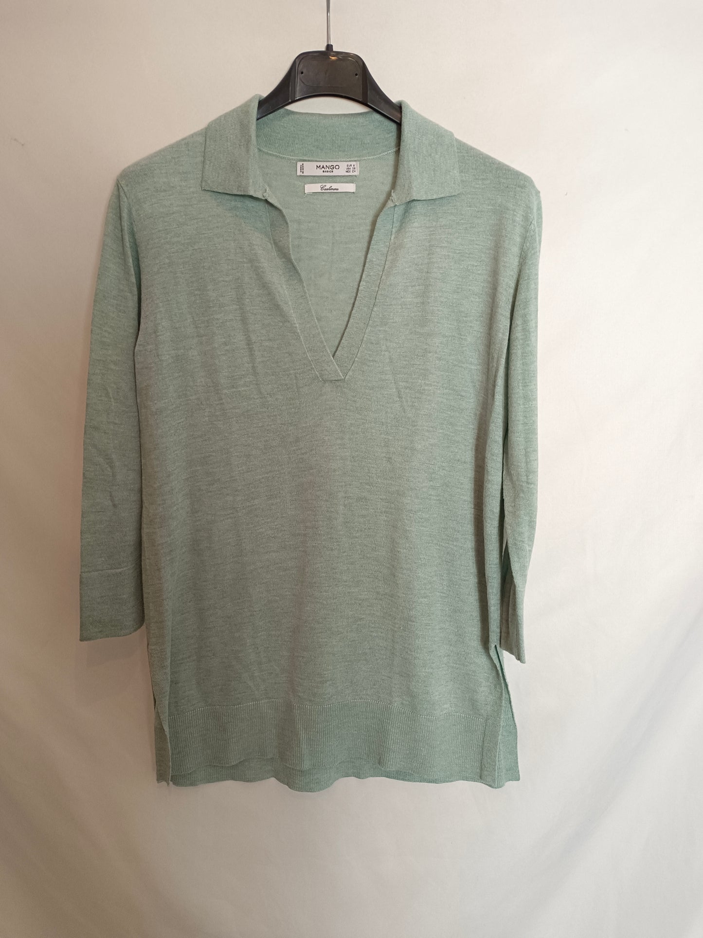 MANGO. Jersey verde agua cashmere T.s