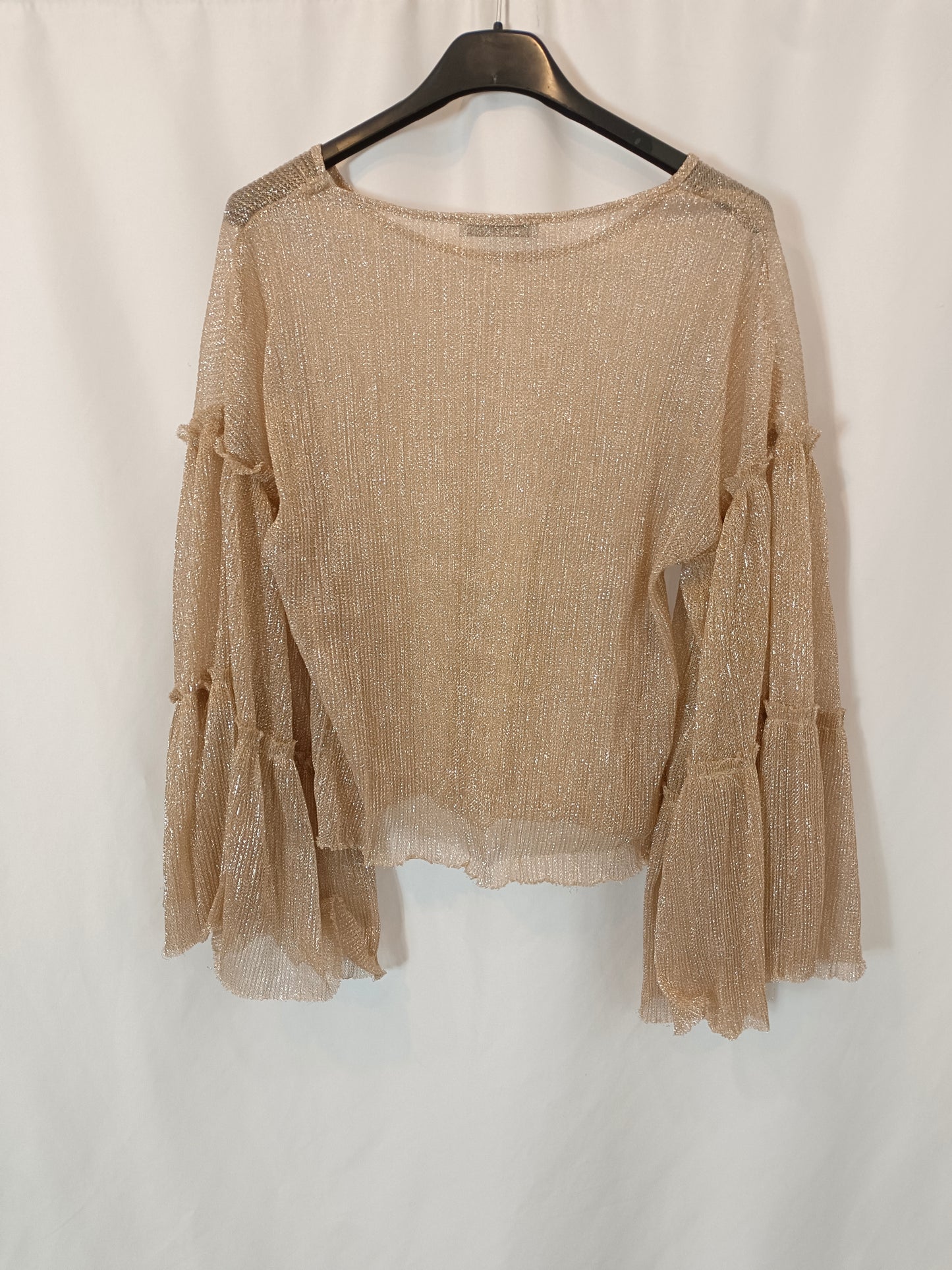 ZARA. Semi-sheer gold Ts top