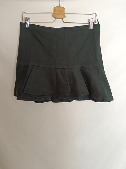 MEW MEW. Black denim ruffle skirt T.40