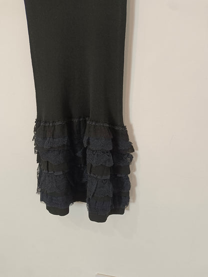 NINA RICCI. Vestido seda volantes T.m