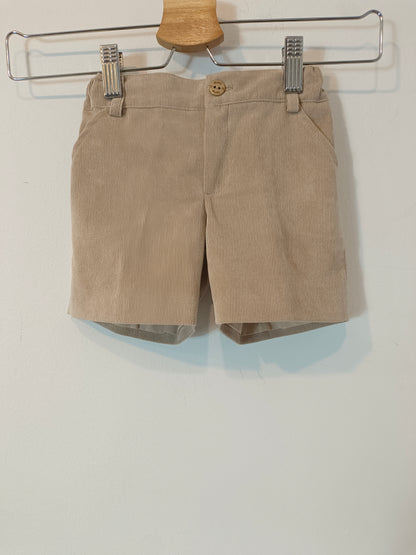 OTRAS. Pantalón corto beige pana T.18 meses