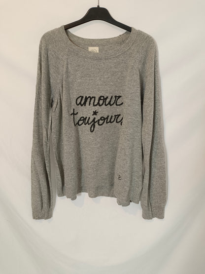 THE HIP TEE. Grey Tm/l lettering sweater