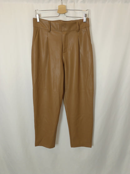 LUMINA. Pantalón beige efecto piel T.u(M/L)