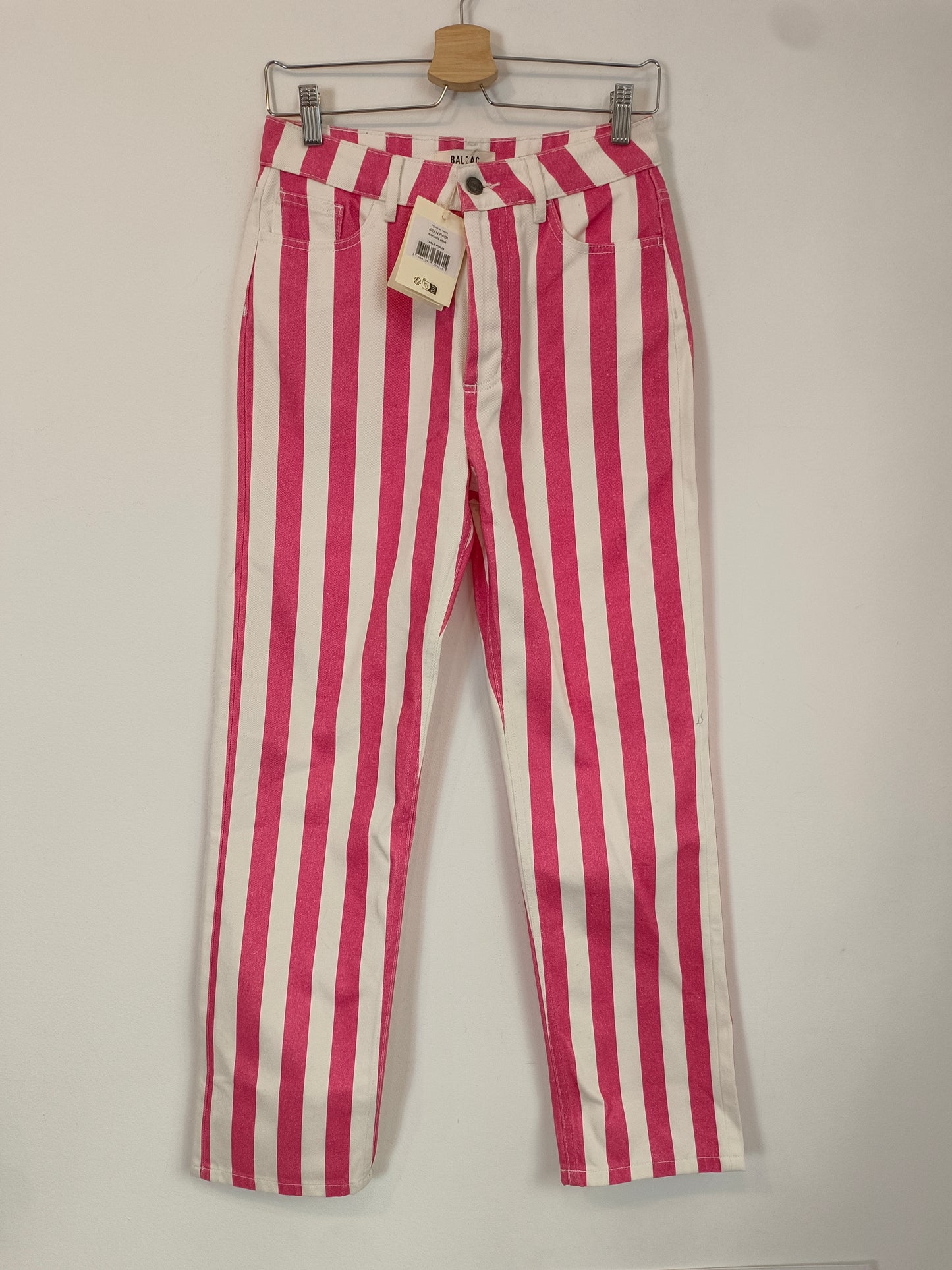 BALZAC. Denim rayas rosas abotonado. T 26 (S)