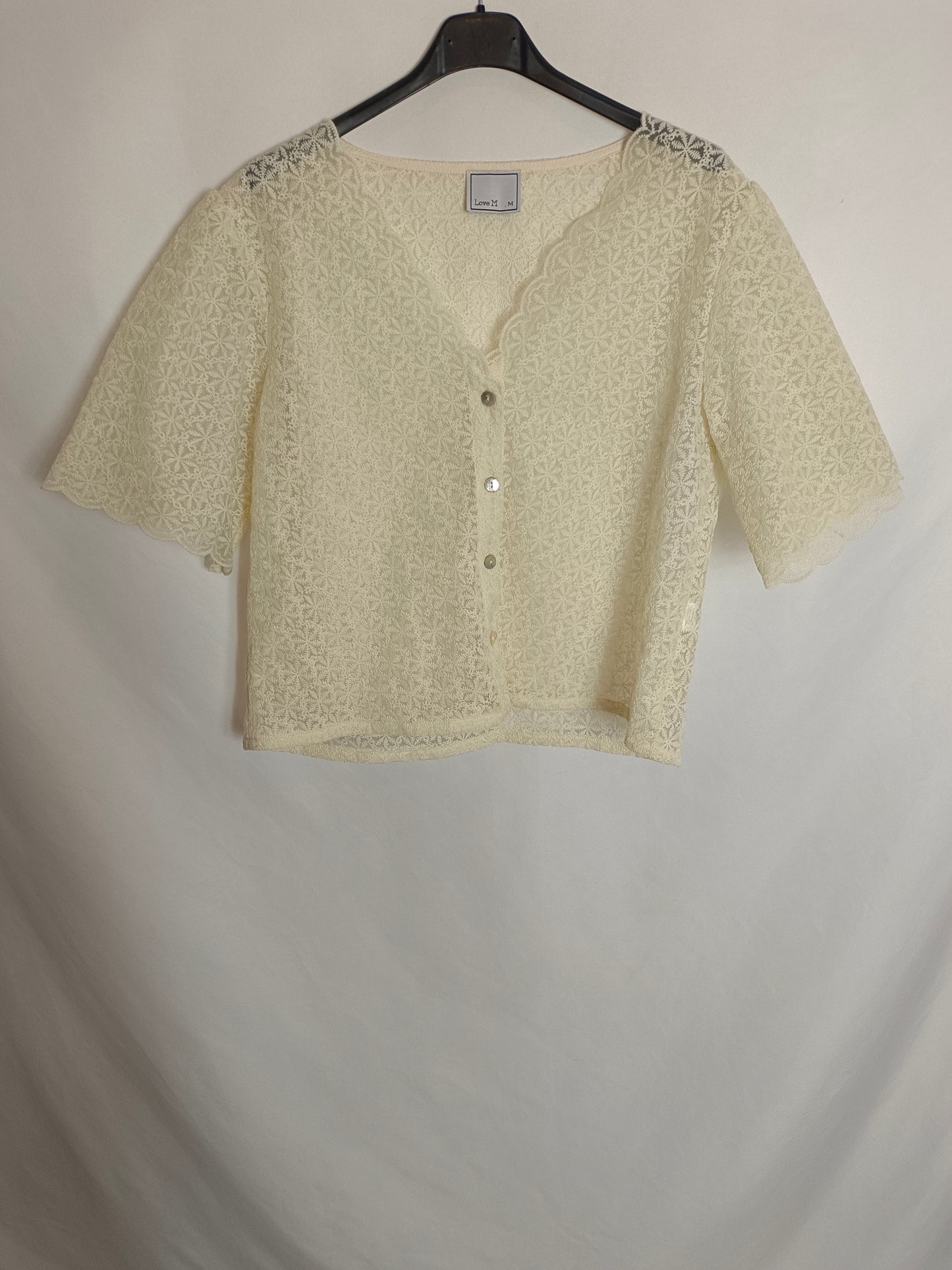 LOVE M. Beige embroidered top Tm