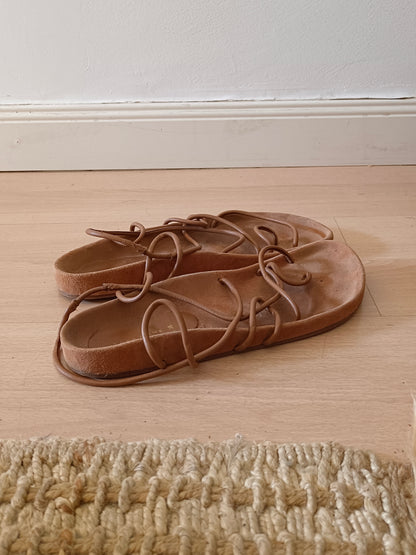 ZARA HOME. Leather strap sandals, size 38