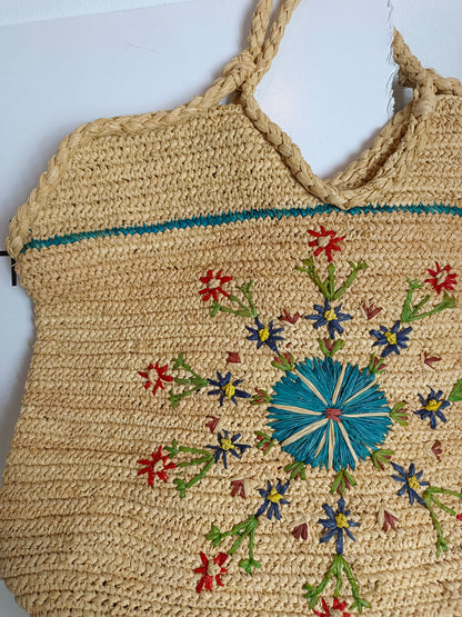 PETITE MENDIGOTE. Bolso rafia bordado