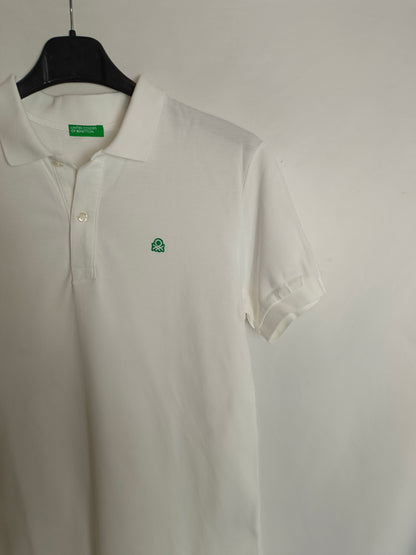 BENETTON. Basic white polo shirt, size 13-14 years