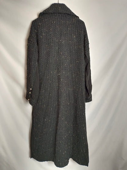 ZARA STUDIO. Abrigo tweed negro T.xs
