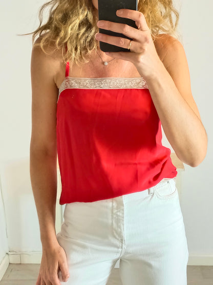 ZADIG&amp;VOLTAIRE. Red silk lingerie top T.xs