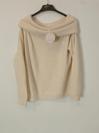 CHRISBOTTI. Jersey beige cuello amplio T.u(m)