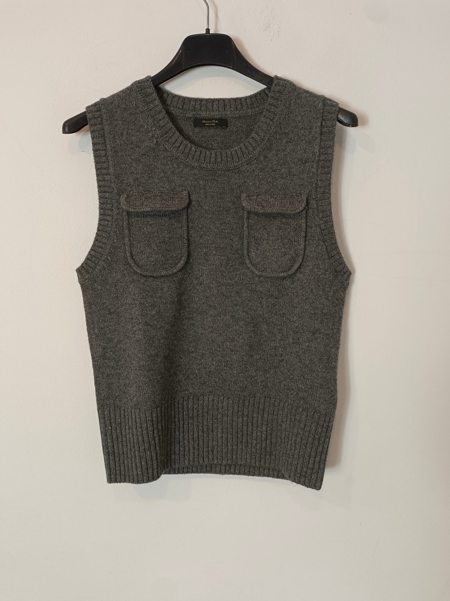 MASSIMO DUTTI. jersey/top gris con lana T.xs