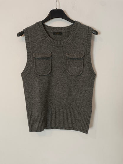 MASSIMO DUTTI. jersey/top gris con lana T.xs