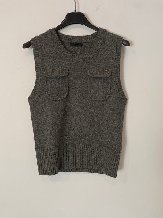 MASSIMO DUTTI. jersey/top gris con lana T.xs