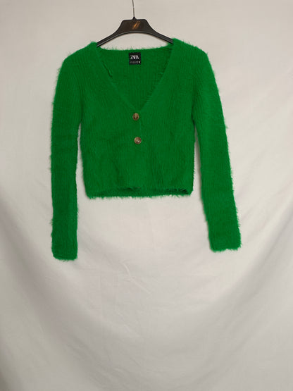 ZARA. Jersey verde pelito T.s