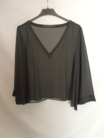 ZARA. Semi-sheer black top TM