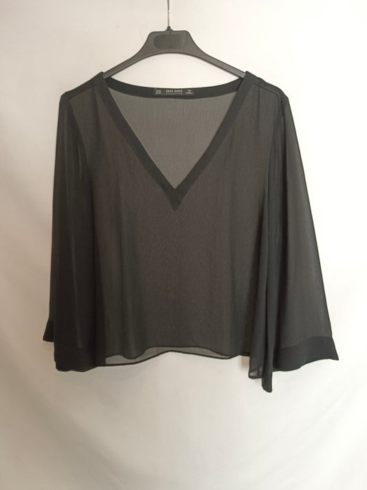 ZARA. Semi-sheer black top TM