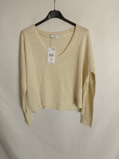 MANGO. Jersey beige fino T.s