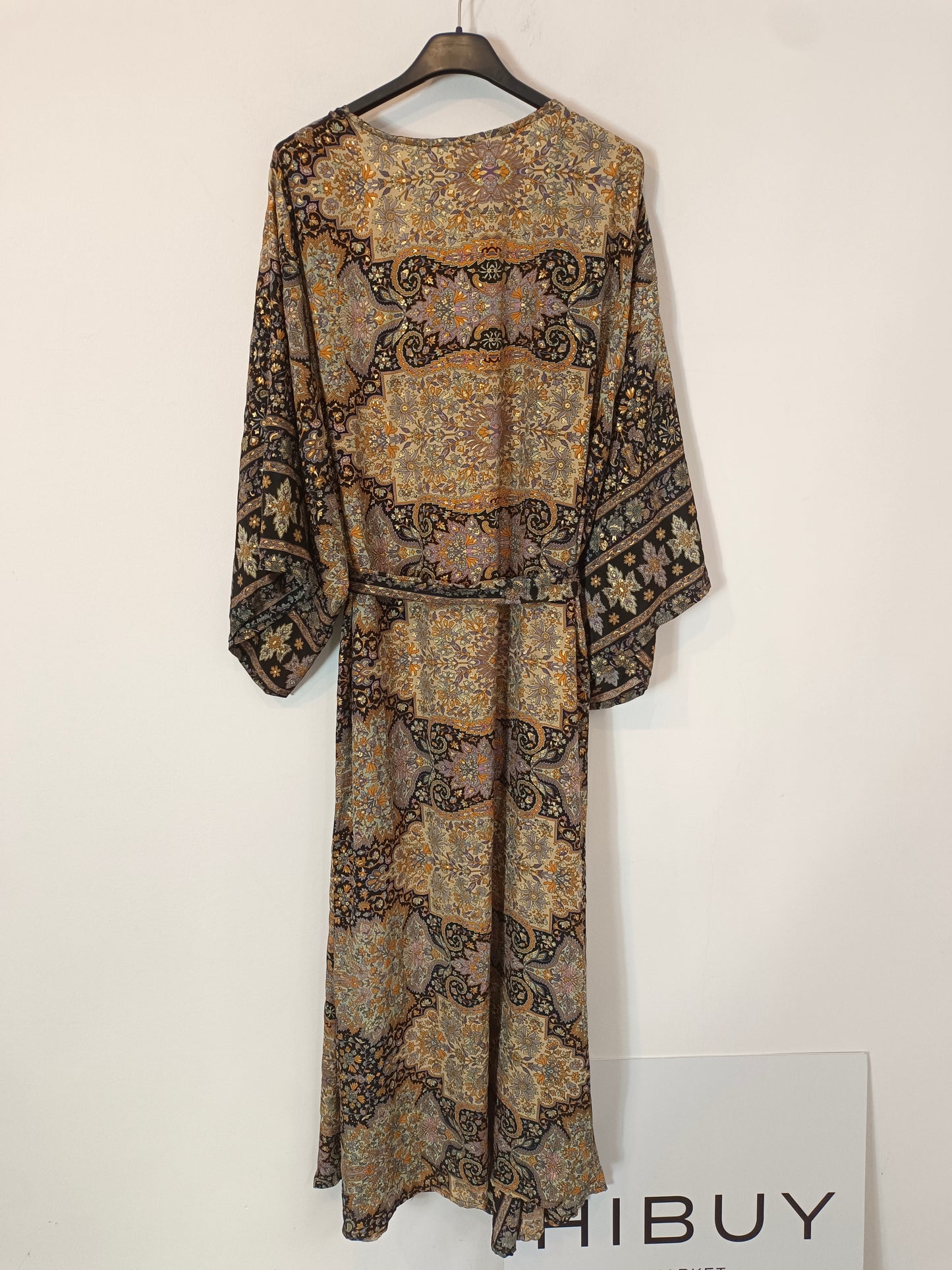 OTHERS. Black silk kimono/dress with gold details YOUR (s/m)