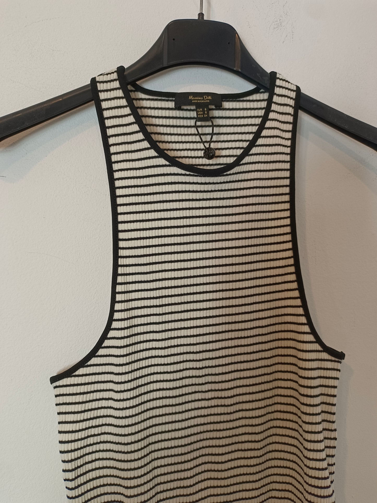 MASSIMO DUTTI. Top rayas escote halter T.s