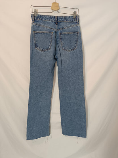 ZARA. Pantalón denim ancho T.38