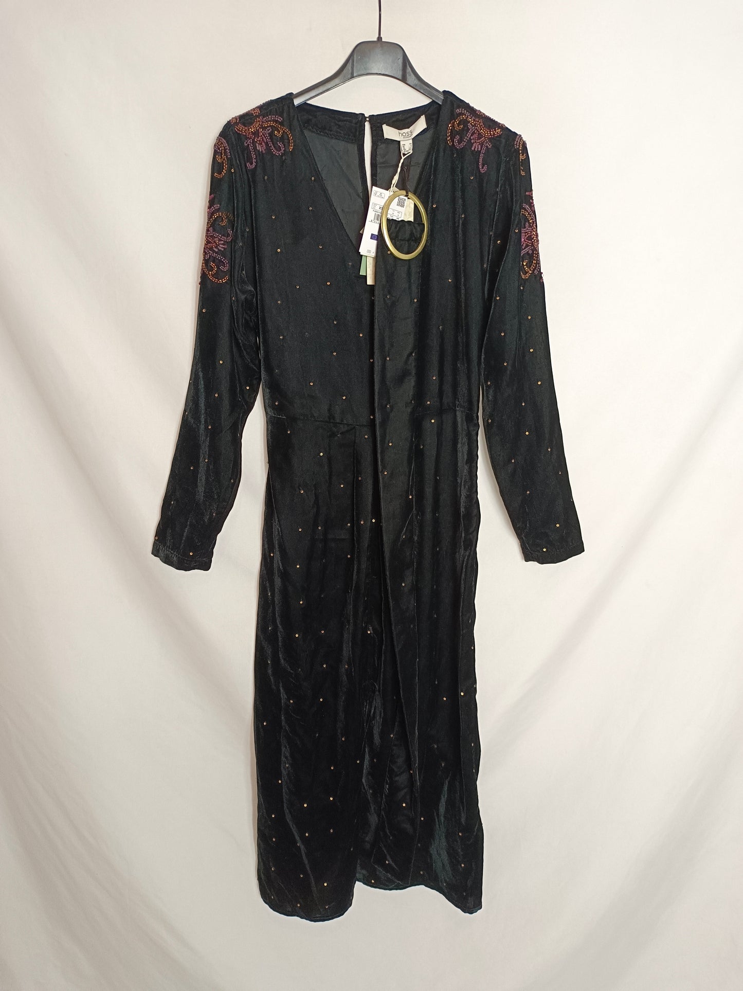 INTROPIA. Black velvet dress T.xs