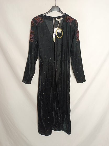 INTROPIA. Black velvet dress T.xs