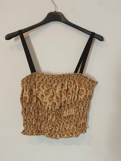 MANGO. top dorados estampado T.l