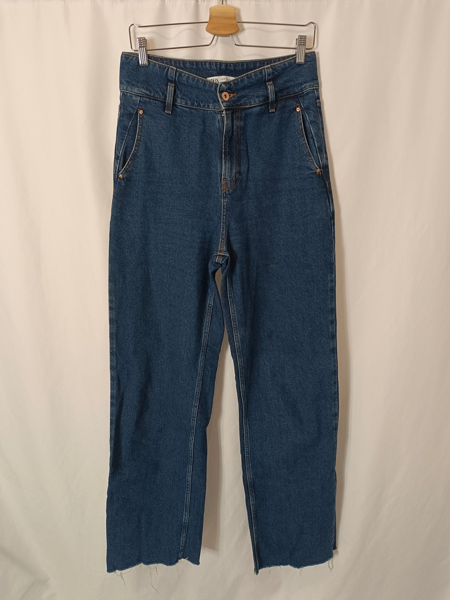 ZARA. Wide-leg denim trousers, size 38