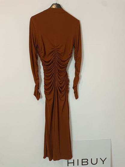 MANGO. Vestido largo fruncido  T.xs