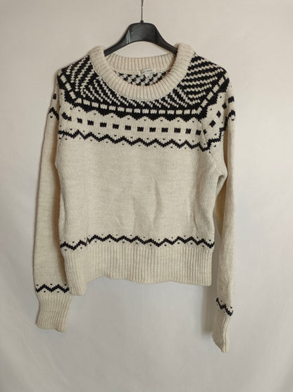 EASY WEAR. Beige sweater with TM pattern