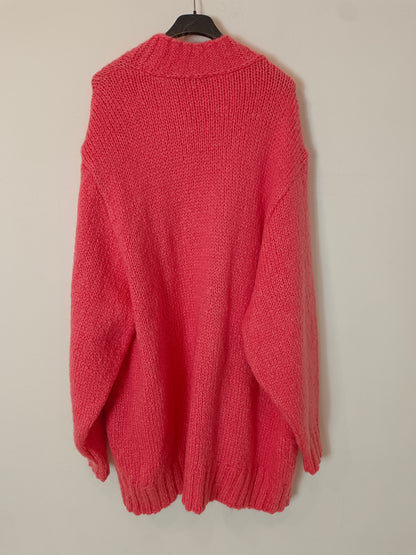ZARA. cárdigan punto rosa fucsia T.s