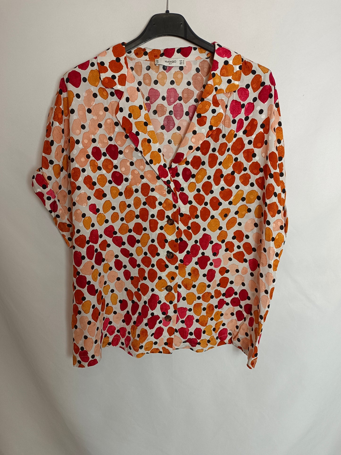 MANGO. Blusa manga corta efecto print T.m