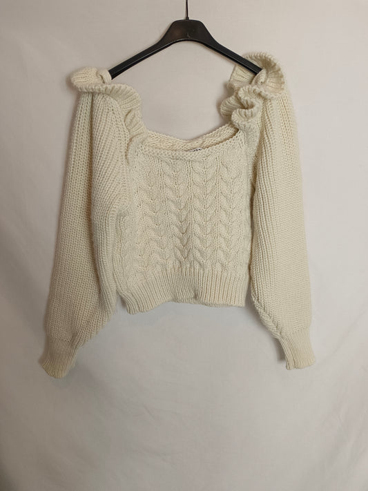 ZARA. Jersey beige cuello T.s