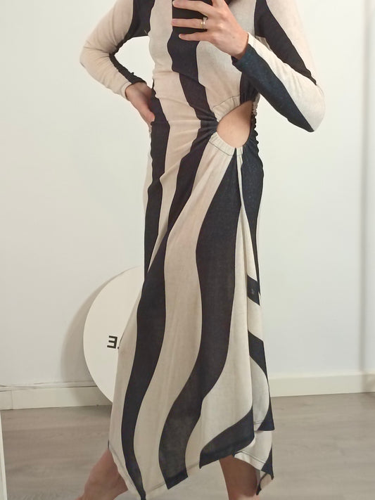 AMY. Vestido largo rayas detalles hilos Tu(s/m)