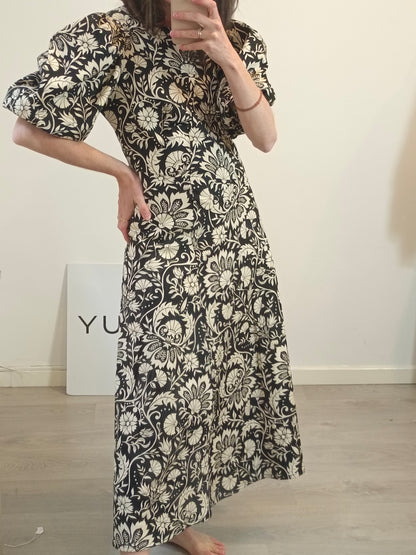 MARAVIC. Vestido negro flores T.xs