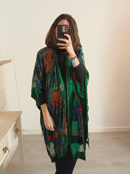 MERIGGIARE. Kimono flores terciopelo TU(m)